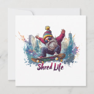 Shred Life - Cooles Skateboarding Gnome Feiertagskarte