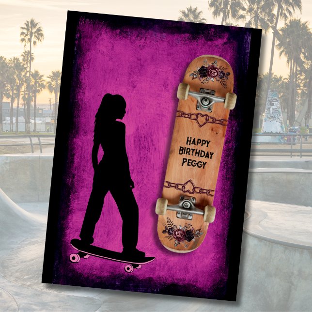 Shred like a Girl Skateboarding Birthday Card Karte (Shred Like a Girl Skateboarding Happy Birthday Card)
