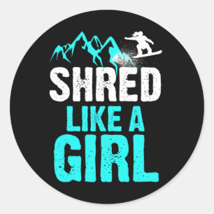 Shred like a Girl Snowboarding Kids Geschenk 1 Runder Aufkleber
