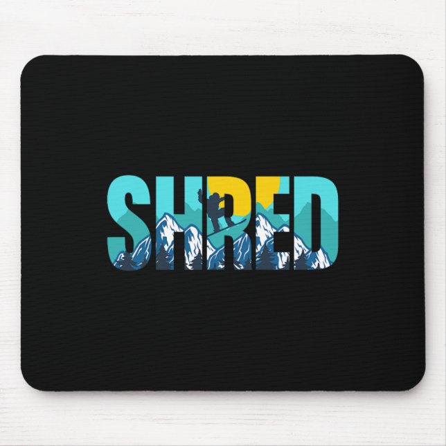 Shred Mountain Snowboarding Slopes Sunset Graphic Mousepad (Vorne)