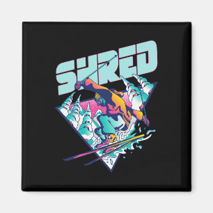 Shred Shirt Vintage Freestyle Skifahren 80er Kostü Magnet