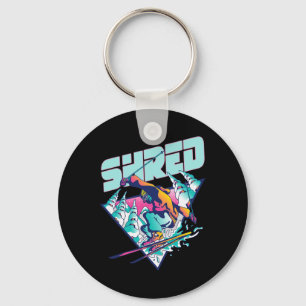Shred Shirt Vintage Freestyle Skifahren 80er Kostü Schlüsselanhänger