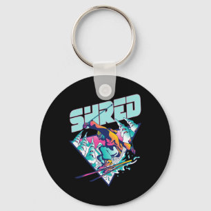 Shred Shirt Vintage Freestyle Skifahren 80er Kostü Schlüsselanhänger