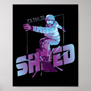 Shred-Shirt Vintage-Snowboard-80er-Kostüm Snowboar Poster