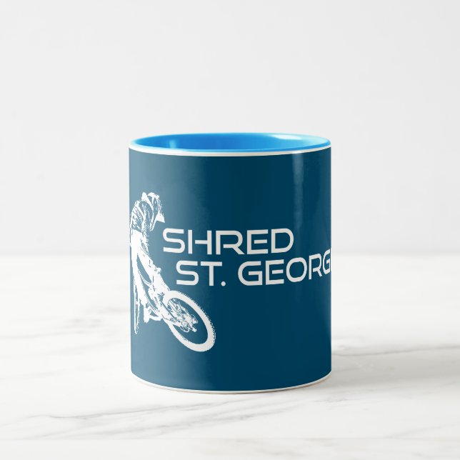 Shred St. George Utah Mountain Biking Zweifarbige Tasse (Mittel)