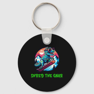 Shred the Gnar Funny Snowboarding Dinosaur T-rex W Schlüsselanhänger