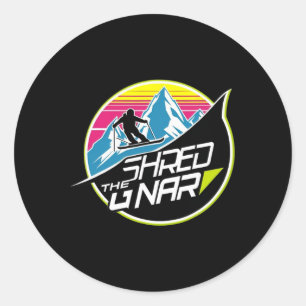Shred The Gnar Skifahren Freestyle Diamond Winter Runder Aufkleber