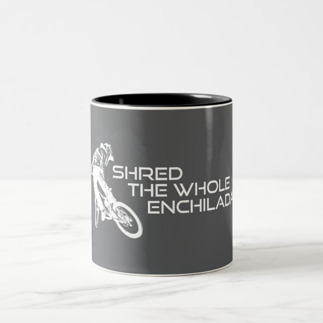 Shred The Whole Enchilada Moab Utah Zweifarbige Tasse (Mittel)