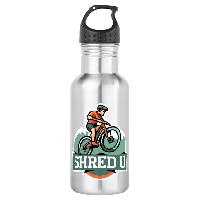 Shred University Mountain Biking Edelstahlflasche (Vorderseite)