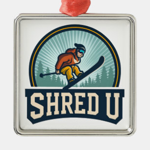 Shred University Skiing Ornament Aus Metall