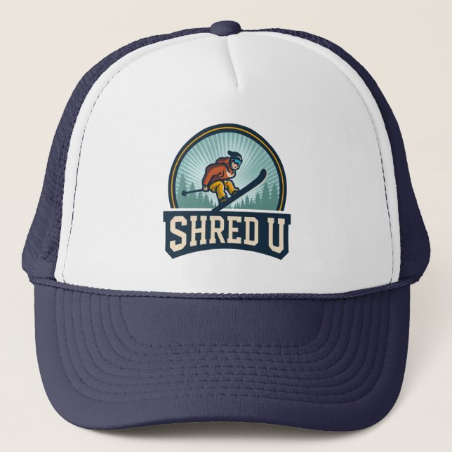 Shred University Skiing Truckerkappe (Vorderseite)