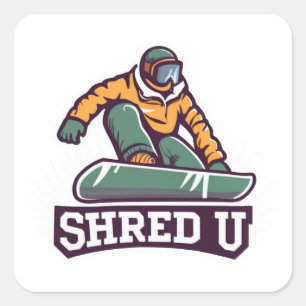Shred University Snowboarding Quadratischer Aufkleber