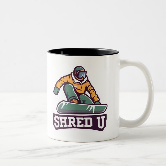 Shred University Snowboarding Zweifarbige Tasse (Rechts)