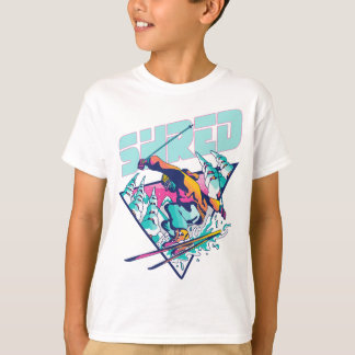 Shred Vintage Freestyle Ski 80er Kostüm Retro Skii T-Shirt