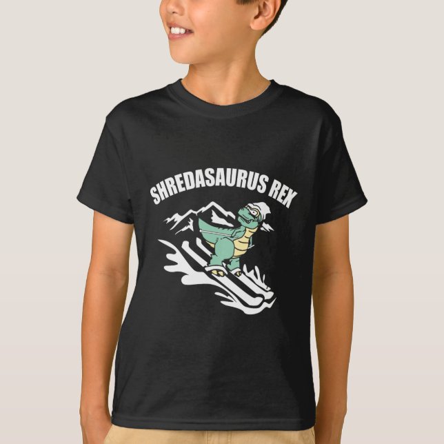 Shredasaurus Rex Ski Dinosaur Kids Funny Skiing Gi T-Shirt (Vorderseite)