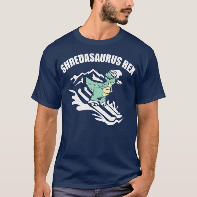 Shredasaurus Rex Ski Dinosaur Kinder Funny Skiing T-Shirt (Vorderseite)