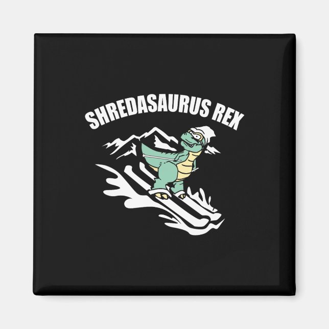 Shredasaurus Rex Ski Dinosaur Kinder Lustiger Skif Magnet (Vorne)