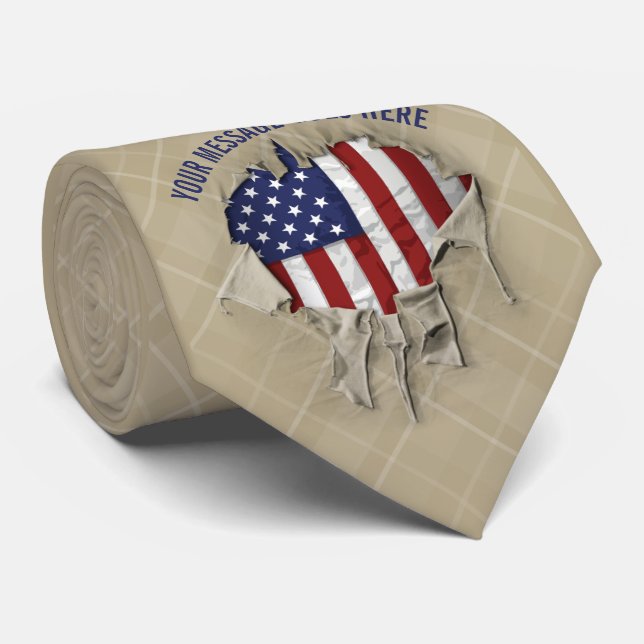 Shredder, Ripped and Torf American Flag Neck Tie Krawatte (Gerollt)