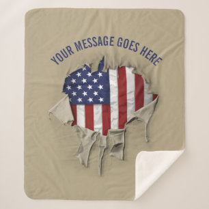 Shredder, Ripped and Torn American Flag Sherpa Bla Sherpadecke