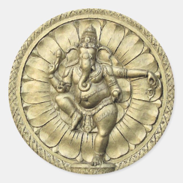 Shree Ganesh Runder Aufkleber (Vorderseite)