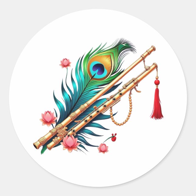 Shree Krishna Janmashtami Runder Aufkleber (Vorderseite)