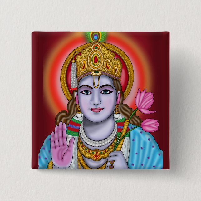 Shree Krishna-Taschentuch Button (Vorderseite)