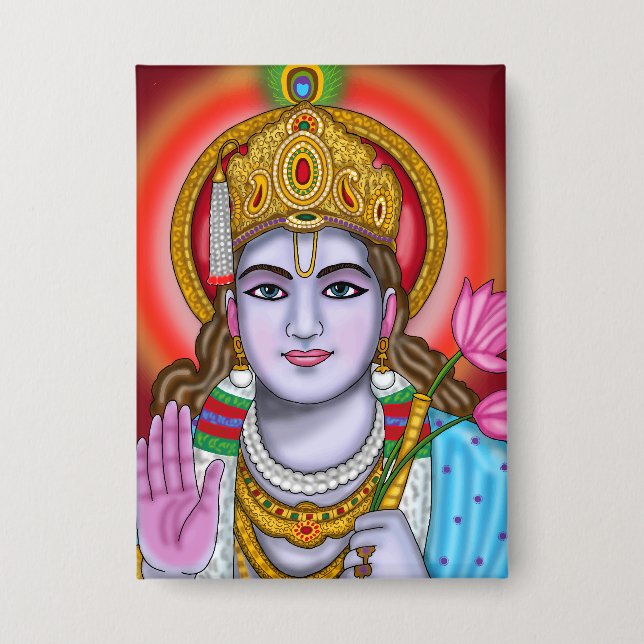 Shree Krishna-Tragetasche Button (Vorderseite)
