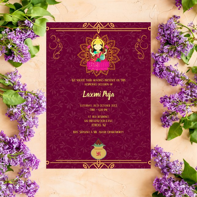 Shree Laxmi Puja Floral Einladung (Von Creator hochgeladen)