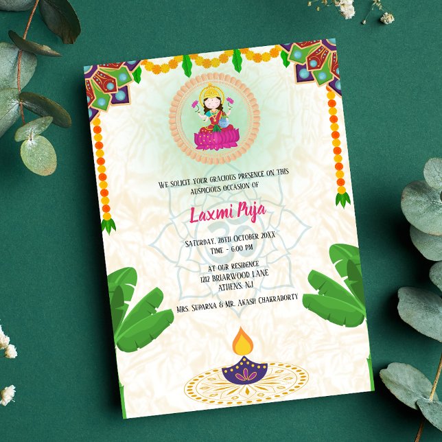 Shree Laxmi Puja Floral Einladung (Von Creator hochgeladen)