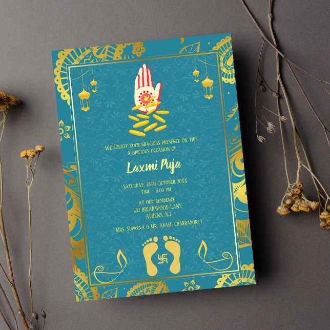 Shree Laxmi Puja Floral Einladung (Von Creator hochgeladen)