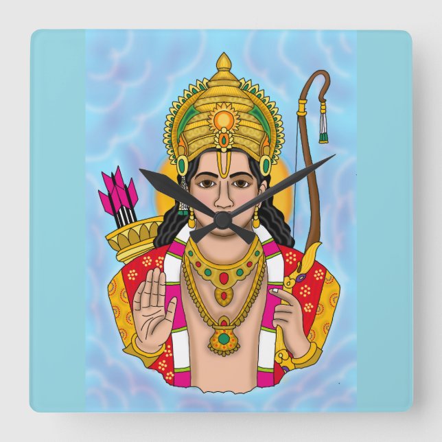 Shree Ram Wall Clock Quadratische Wanduhr (Vorderseite)