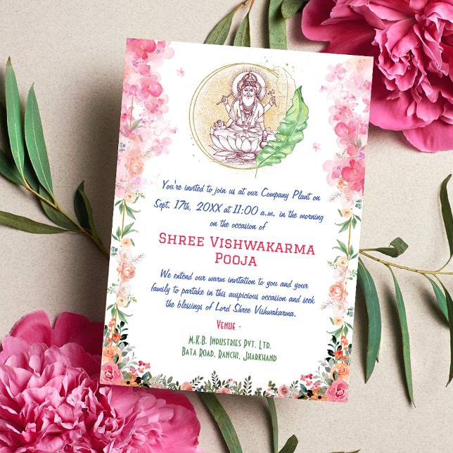 Shree Vishwakarma Pooja Floral Einladung (Von Creator hochgeladen)