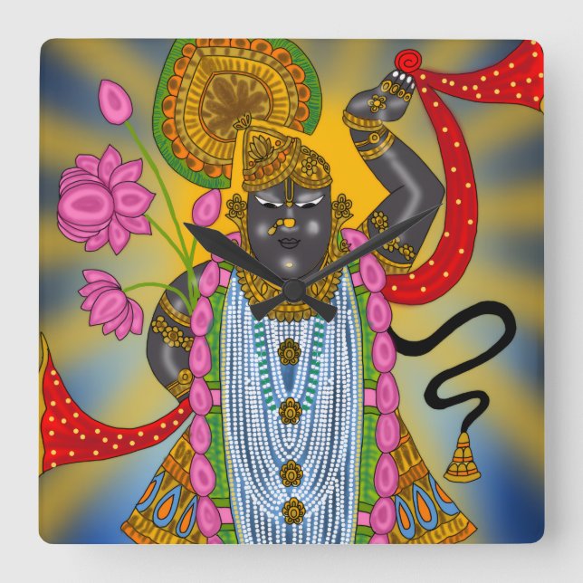 Shreenath Clock Quadratische Wanduhr (Vorderseite)