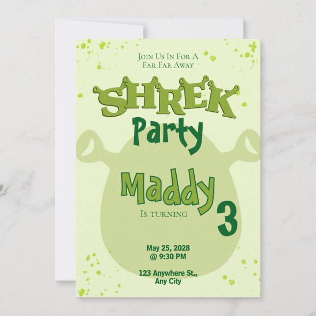 Shrek Inspired Birthday Invitation | Far Far Away  Einladung (Vorderseite)