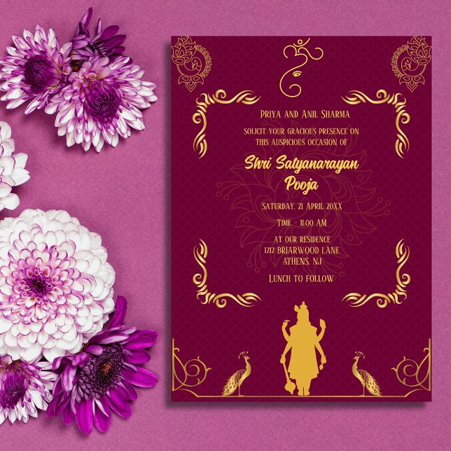 Shri Satyanarayan Pooja Hindu Einladung (Von Creator hochgeladen)