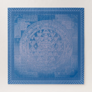 Shri Yantra Mandala: Blau Puzzle