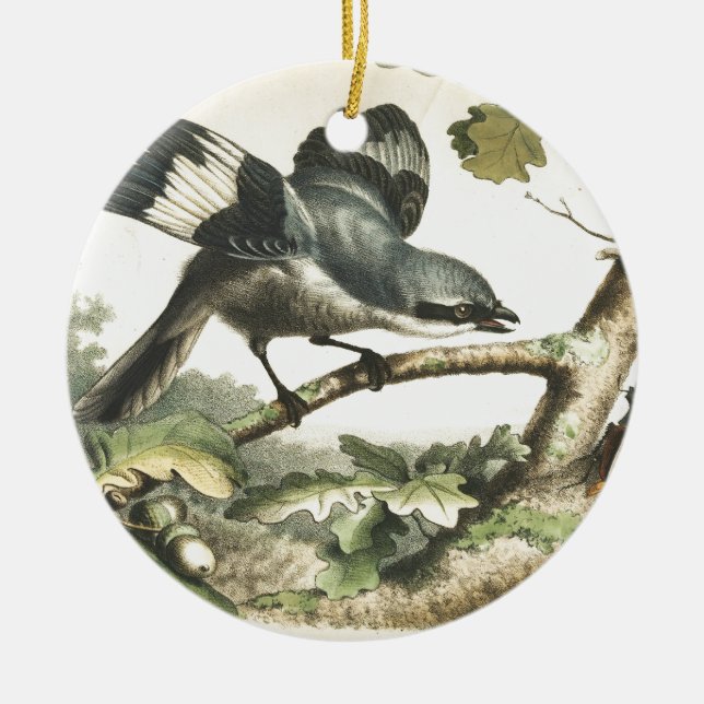 SHRIKE VOGEL MIT WANZE KERAMIKORNAMENT (Vorne)