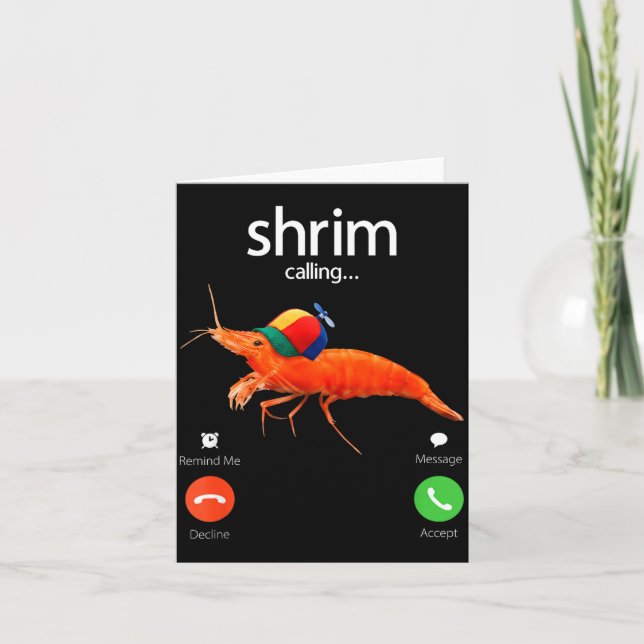 Shrim Is Calling, Misspelled Shrimp Incoming Call  Karte (Vorderseite)