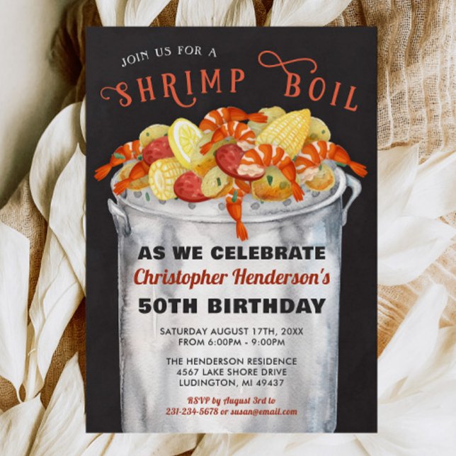 Shrimp Boil zum Geburtstag Einladung (Low Country Boil Invitation, Shrimp Boil Invitations, Seafood Boil Invitation, Birthday Invite)