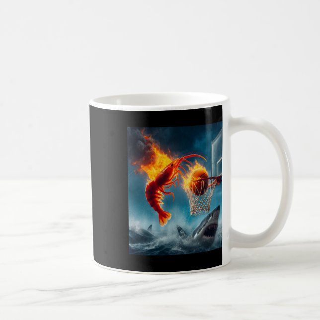 Shrimp Dunking On Shark Funny Fishing Meme  Kaffeetasse (Rechts)
