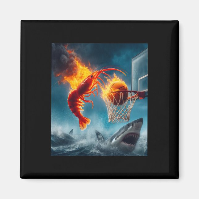 Shrimp Dunking On Shark Funny Fishing Meme  Magnet (Vorne)
