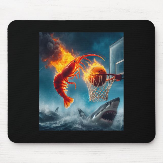 Shrimp Dunking On Shark Funny Fishing Meme  Mousepad (Vorne)
