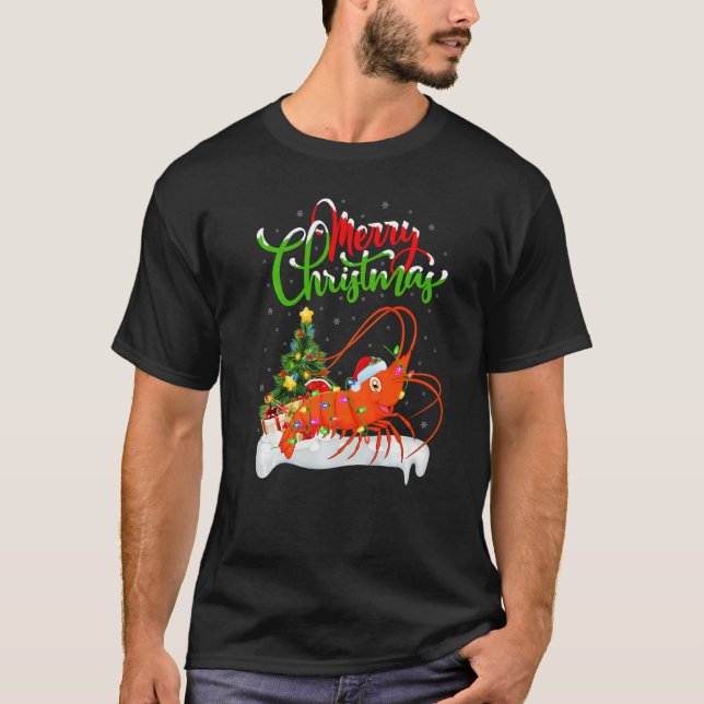 Shrimp Fish  Xmas Decorations Santa Shrimp Christm T-Shirt (Vorderseite)