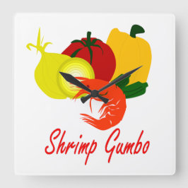 Shrimp Gumbo Quadratische Wanduhr