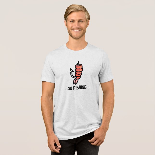 Shrimp Hooked Adventure Tri-Blend Shirt (Vorderseite voll)