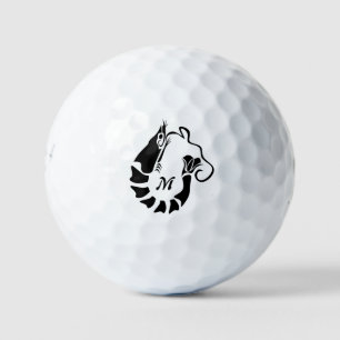Shrimp Monogram im Schwarzen Stilstil Golfball