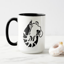 Shrimp Monogram im Schwarzen Stilstil