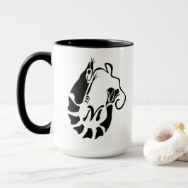 Shrimp Monogram im Schwarzen Stilstil Tasse