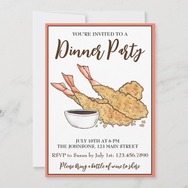 Shrimp Prawn Ebi Tempura Japanisch Küche Küche Küc Einladung (Vorderseite)