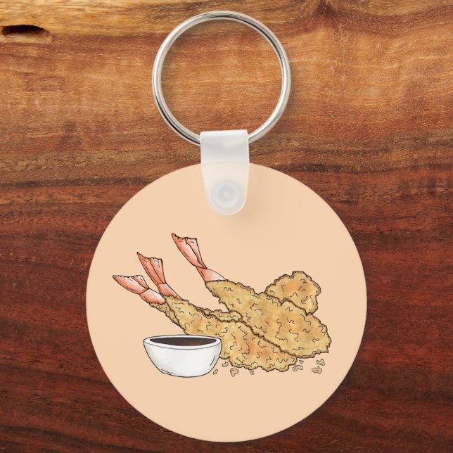 Shrimp Prawn Tempura Japanisches Restaurant Schlüsselanhänger (Rückseite)